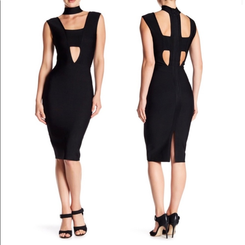 Dalia MacPhee Cutout Choker Bodycon Dress LBD